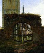 Caspar David Friedrich The Cemetery Gate painting